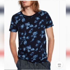 Scotch & Soda Amsterdam Blauw men's Floral Print Crew-Neck T-shirt size M